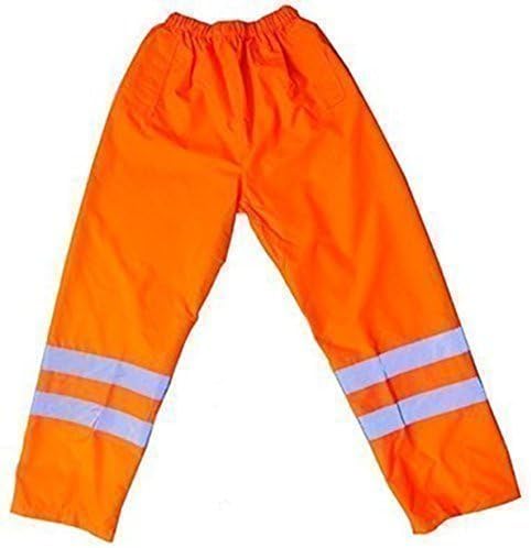 Hi Viz Yellow Over Trousers Waterproof Pants Reflective Tape Work Elasticated Waist High Vis Safety Workwear Security Road Works Hi Vis Fluorescent Flashing EN471