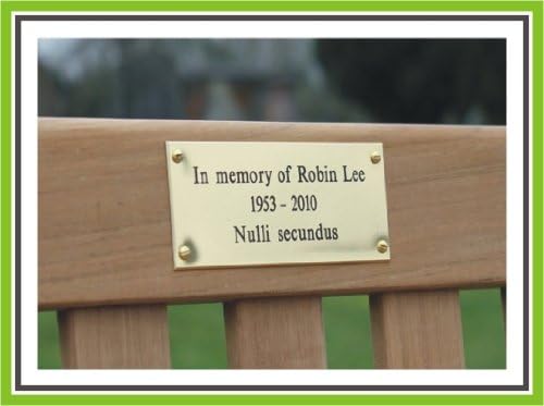 5 x 2" ENGRAVED POLISHED BRASS BENCH PET MEMORIAL PLAQUE SIGN BY ENGRAVING WORLD