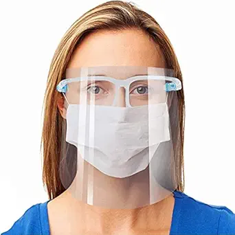 AHKIS Reusable Goggles Face Shield Mask Full Protection from Dust for Eyes Nose Safety Transparent Visor Comfortable Frame with Extra Visor Children Men Women Doctors