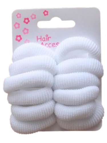 Set of 12 Small White Hair Ponios Donuts Bobbles Bands
