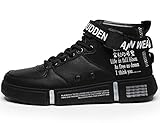  GNEDIAE Hombre Air Force High-Top Zapatillas Deportivas Calzado Deportivo Al Aire Libre Moda Sneaker Antideslizante Zapatillas de Deporte Ligeros Zapatos para Correr Transpirable Lace Up Negro 46 EU