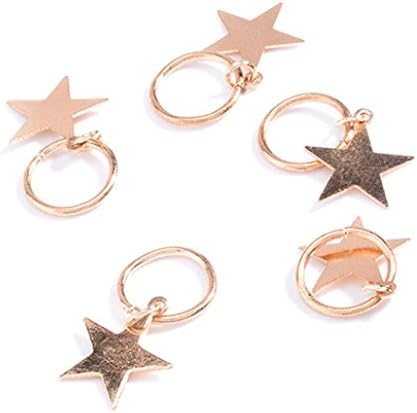 Friended 5Pcs Women's Fashion Cute Shiny Star Hair Rings Hair Clips for Braids Plaits