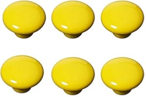 FBSHOP(TM) 6pcs 33mm Neu Gelb Kreative Keramik Möbelgriffe Möbelknauf Möbelknopf Tür der Schublade,Schrank, Kleiderschrank TürKnopf Schrauben Set