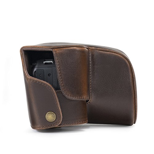 MegaGear MG921 Etui de Protection avec Bandouli  re en Cuir pour Appareil photo Nikon Coolpix B700 Marron fonc  