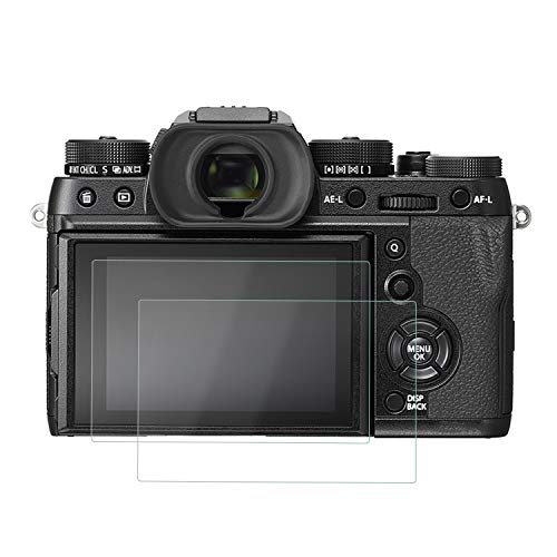 Camera Screen Protector for Fujifilm X-T1 X-T2, (2 Pack) Anti-scratch Waterproof HD-Clear 9H Bubble-Free Crystal Clear Tempered Glass LCD Screen Protective Film for Fujifilm DSLR Camera