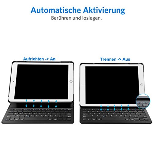 Inateck 68-BK2001NEW1-DE Ultra-thin Deutsche Bluetooth Tastatur, Keyboard Case für Apple iPad Air 2/pro 9.7, Smart cover mit automatischer Wake/sleep Funktion und Multi-Angle Ständer schwarz - 3