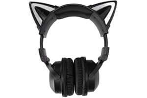 GOSHYDA Auricolare Bluetooth con Orecchie di Gatto, Cuffie da Gioco Wireless Bluetrumv5.0 con Microfono e Luce LED Colorata, Cuffie Stereo per Gatti Carine, Connessione a Doppia modalità,