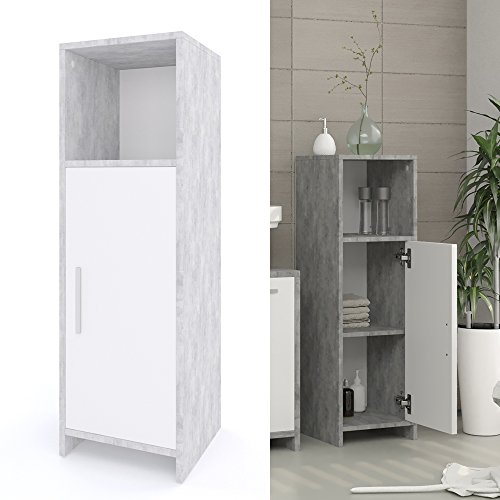Badschrank KIKO Grau Beton 95 x 30 cm – Midischrank Badezimmerschrank Schrank Regal Badregal - 3