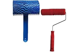 Beauneo Juego De Herramienta De Patron De Imitacion De Madera Eg300T 7 Pulgadas Rodillo De Goma + Ms16 Herramienta De Grano De Madera Realista Imitacion Recubrimiento De Grano