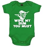 IiE, Wipe my bum you must Yoda, Baby Unisex Boy Girl, Bodysuit, 0-3m, Green
