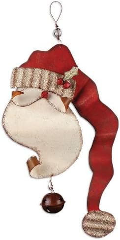 Sunset Vista Designs Rusty Hinge Santa Door Sign, Greeter Santa with Bell, 19"