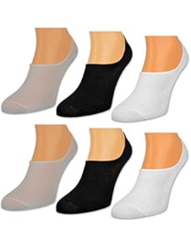 6 oder 12 Paar Damen Füßlinge unsichtbare Socken invisible Socks Footies Baumwolle Schwarz Weiß Beige - 15500