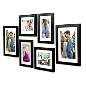 Art Street -Photo Frame Set Black Chief 6 Pcs (Photo Size 8x10 Inches - 2 Units, 6x8 inches 4 Units. (Free Hanging Accessories and Papper Mount)