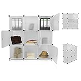 VENKON – Stufenregal Steckschrank Stoffschrank Frei Gestaltbares DYI Regalsystem: 9-Modulfächer mit Türen, satiniert-transparentes Steckregal - 3