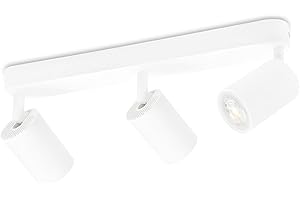 KYOTECH Faretti da soffitto 3 luci plafoniera LED plafoniera bianca faretto orientabile GU10 faretti da soffitto girevoli per 3x lampadine GU10 per cucina soggiorno, lampadine non incluse