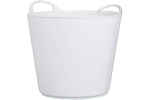 ONLYFLY RED HOG Contenedor Cubo Cesta Flexible Flexi Multifuncional, Establo, Jardín, Garaje, Alimentación de Animales, Mezcla, Almacenamiento, Riego, Lavado, Resistencia 120 kg, 34x29,5x26,5cm 26L Blanco