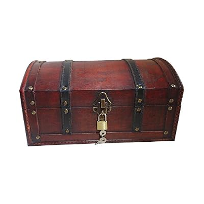 Infinimo coffre au trésor - coffre en bois, boîte pirate, boîte cadeau munie d'un coffre à clé, 30x20x15cm grand coffre au trésor