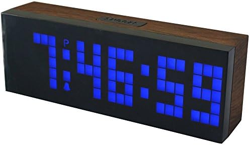 LambTown Wood Grain Jumbo Led Snooze Wall Table Clock with Multifunction Show Time Calendar Thermometer Blue