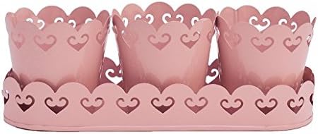 THE YELLOW DOOR Flower Pots Planters With Tray Plant Holder Garden Home Decor Pink Color Set of 3