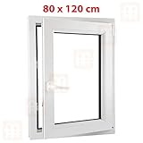 roto dreh kipp fenster ersatzteile  Kunststofffenster  80x120 cm (800x1200 mm)  weiß  Dreh-Kipp-Fenster  rechts  6 Kammern