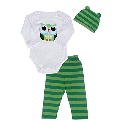 Amison Newborn Baby Sets Three-Piece Unisex Climbing Clothes Baby Rompers (80, Green)