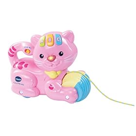 VTech – 1,2,3 P&rsquo;tit Chat Rose, Jouet à Tirer, Chaton Interactif à Promener, Jeu de Motricité et d&rsquo;Éveil Musical, Jouet Éducatif, Cadeau Enfant Dès 1 an – Contenu en Français