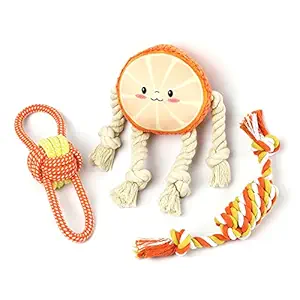 Toozey Puppy Toys with 3 Pack, Adorable Orange Puppy Chew Toys, Durable Teething Toys for Puppies, 100% Natural Cotton Rope Dog Toys for Small Dogs, Safe and Non-Toxic