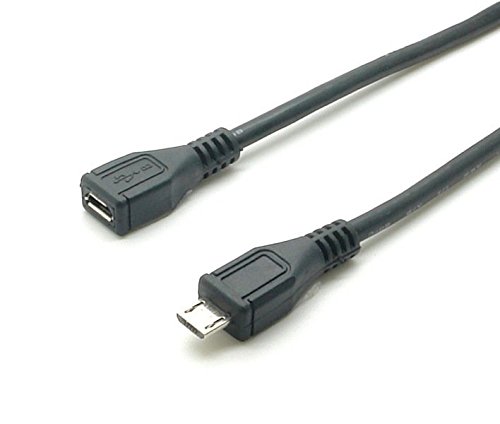 Micro USB 2.0 Hi-Speed Verlängerungskabel Micro B Buchse - Micro B Stecker schwarz 2,0m - Alle 5 Pins beschaltet inkl. ID/Sense Pin!