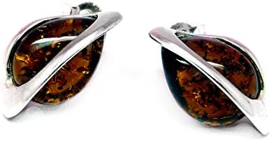 GOLDMAJOR Sterling Silver and Amber Oval Stud Earrings