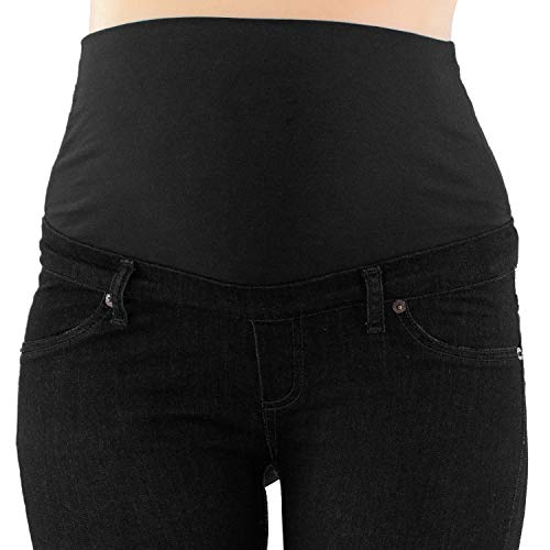MAMAJEANS Skinny Fit Umstandsjeans, Grundlegende Jeggings Einfach Und Super Elastisch, Bequem Und Modisch - Made in Italy (XS, Schwarz) -