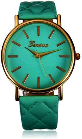 Familizo Women Casual Roman Leather Band Analog Quartz Wrist Watch Green