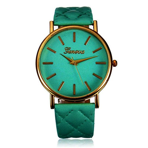 Familizo Women Casual Roman Leather Band Analog Quartz Wrist Watch Green