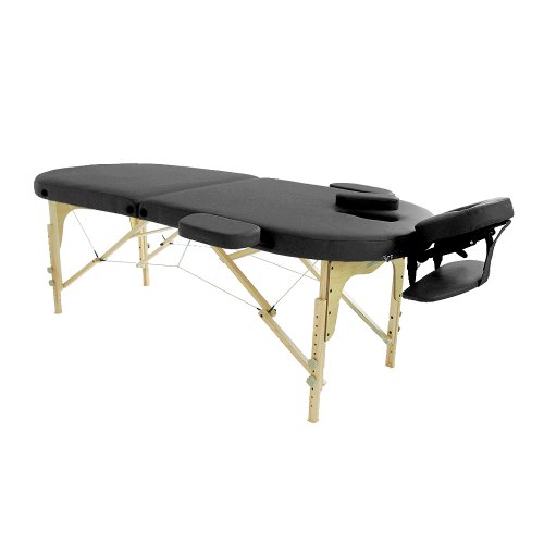 Preisvergleich Produktbild Massageliege Wellnessliege Holzliege Massagetisch Therapieliege Frankfurt 76 cm - Promafit (Schwarz)