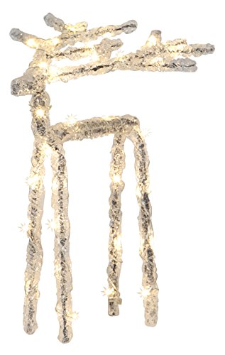 Star Acryl-Design ICY Deer, 30 Cool White LED, ca. 20 x 20 cm, Timer, Battery Operated, Metal