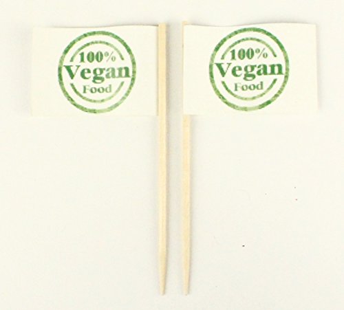 Party-Picker Flagge 100% Vegan Food Papierfähnchen in Profiqualität 50 Stück Beutel Offsetdruck Riesenauswahl aus eigener Herstellung