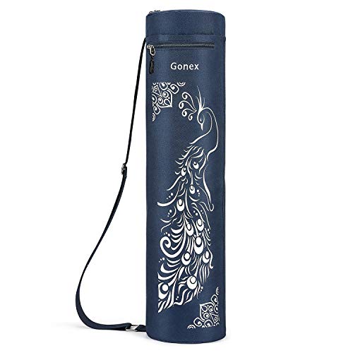 Gonex Sac de Tapis de Yoga et Pilates Hydrofuge en Tissu Oxford avec Deux Poches Extérieure Sangle d'épaule Réglable Sac de Transport 72 x 18 cm