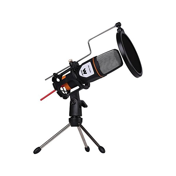 WOXTER Mic Studio Black - Micrófono condensador profesional para ordenador. Entrada: 3.5mm, trípode ajustable en…