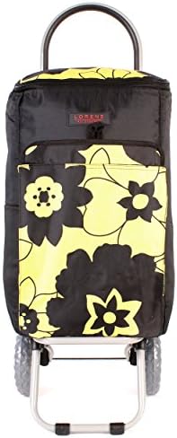 6959 Summer Yellow Flower Cool-Bag With Insulation Two Wheeled Collapsible Shopping Trolley