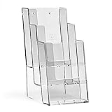 Höhe (Gesamt) 19,9 cm taymar 1/3 A4 Tisch-Prospektständer Flyerständer Prospekthalter 3 Fächer (Innenmaß: 10,4 cm) optionale Wandmontage