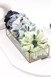 Pelly Kelly Premium Satin Scrunchies For Women and Girls, Hair Band for Women, Ponytail Holder, Rubber Band,Extra Large Scurnchies, Fluffy Scrunchies, Girls Hair Accessories, XL-Size, Pack of 6
