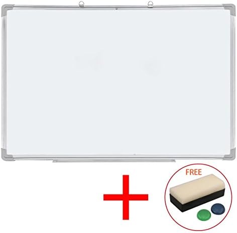 Drywipe Magnetic Whiteboard with Aluminium Frame and Pen Tray Office Notice Memo White Board (W500xH350mm)
