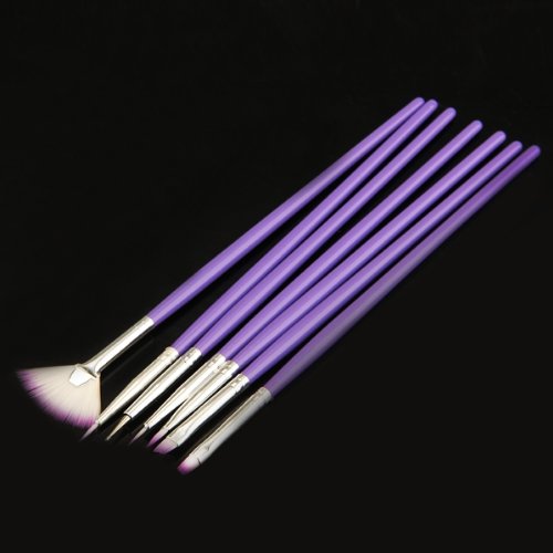 7x Acryl UV Gel Nagel Pinsel Set Gelpinsel Bürste Nail Art Design Pen Brush Lila - 3