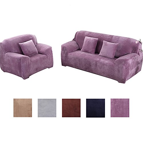 Stretch Sofahusse Sofabezug Sesselbezug Sofaüberwurf Armchair Cover für 1/2 Sitzer LianLe (2 Sitzer 145-185cm, LeichtLila)