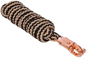 START ENJOY THE RIDE Start, maglia di guida durevole per cavalli, 2 m, resistente, con gancio antipanico, maglia per pony, asino, capra, corda morbida e resistente agli strappi (nero/oro rosa, gancio antipanico)