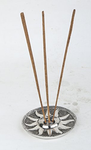 Pure Source India Silver Finish Antique Finish Sun face Design (Agarbatti Stand)(Round)