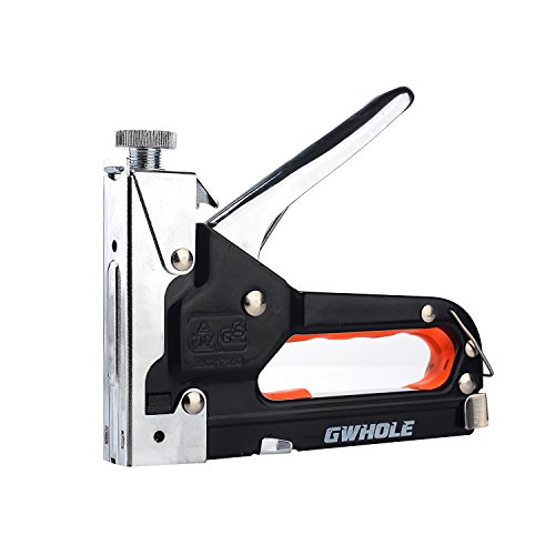 GWHOLE Handtacker mit 600 Stk. Klammerset zur Befestigung vom Polstern, Holz, Stoffe, Folien - 3