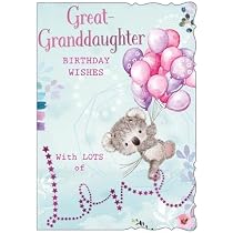 Biglietto Di Auguri Compleanno "Great Granddaughter" - 22.9 X 15.2 Cm, Con Busta, Design Torta - copertina