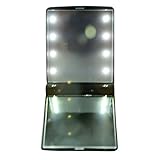 iLory Tragbare Falten Kosmetik Spiegel Mit 8 Helle LED-Lichter, Ultra-dünne Kompakte Reisetasche Make Up Spiegel (Schwarz) - 6