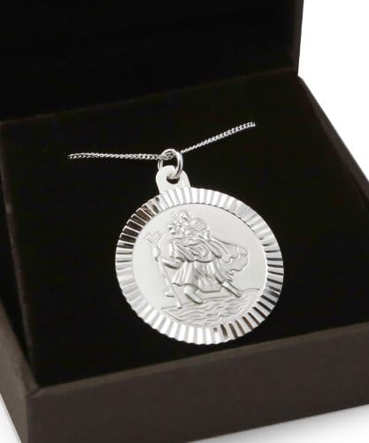 Sterling Silver St Christopher necklace.Plain Back. Perfect gift for Confirmation. Adult or child.