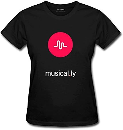 Fkhaos Women's Musical.ly Logo Crew neck T-shirt Medium Black